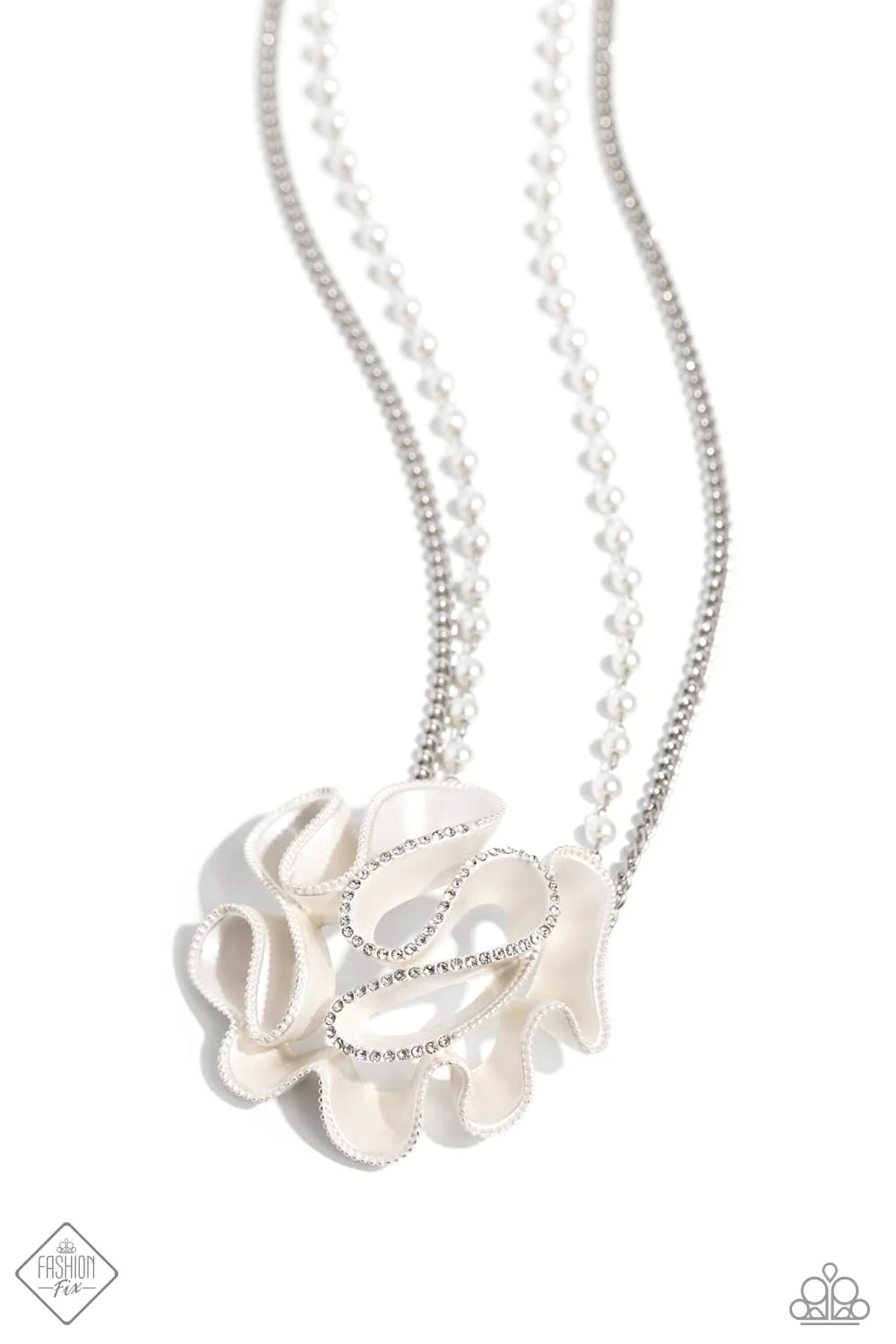 Pleated Power - White Necklace (FFA-1123)