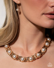 Load image into Gallery viewer, Poised Parade - Gold (White Pearl) Necklace (LOP-0926)
