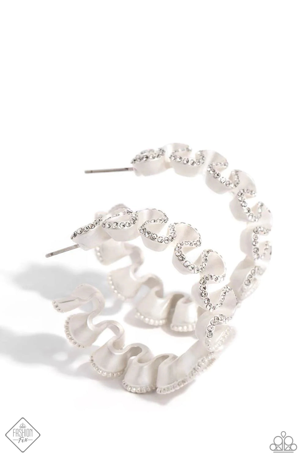 Resolutely Ruffled - White Hoop Earring (FFA-1123)