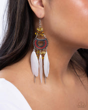 Load image into Gallery viewer, Serene Stage - Yellow (White Feather) Earring
