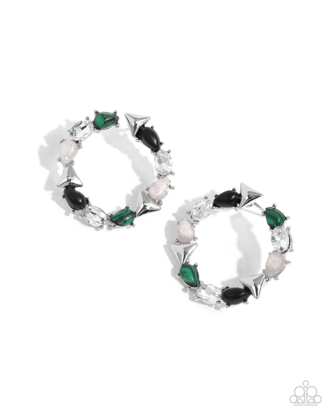 Triangular Talent - Green Post Earring