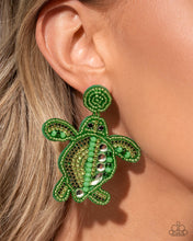 Load image into Gallery viewer, Turtle Tapestry - Green Post Earring (LOP-0525)
