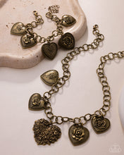 Load image into Gallery viewer, Chic Conclusion - Brass (Heart) Set: Happy Ending - Brass (Heart) Necklace and Elated Ending - Brass (Heart) Bracelet (BB-BR-PI)
