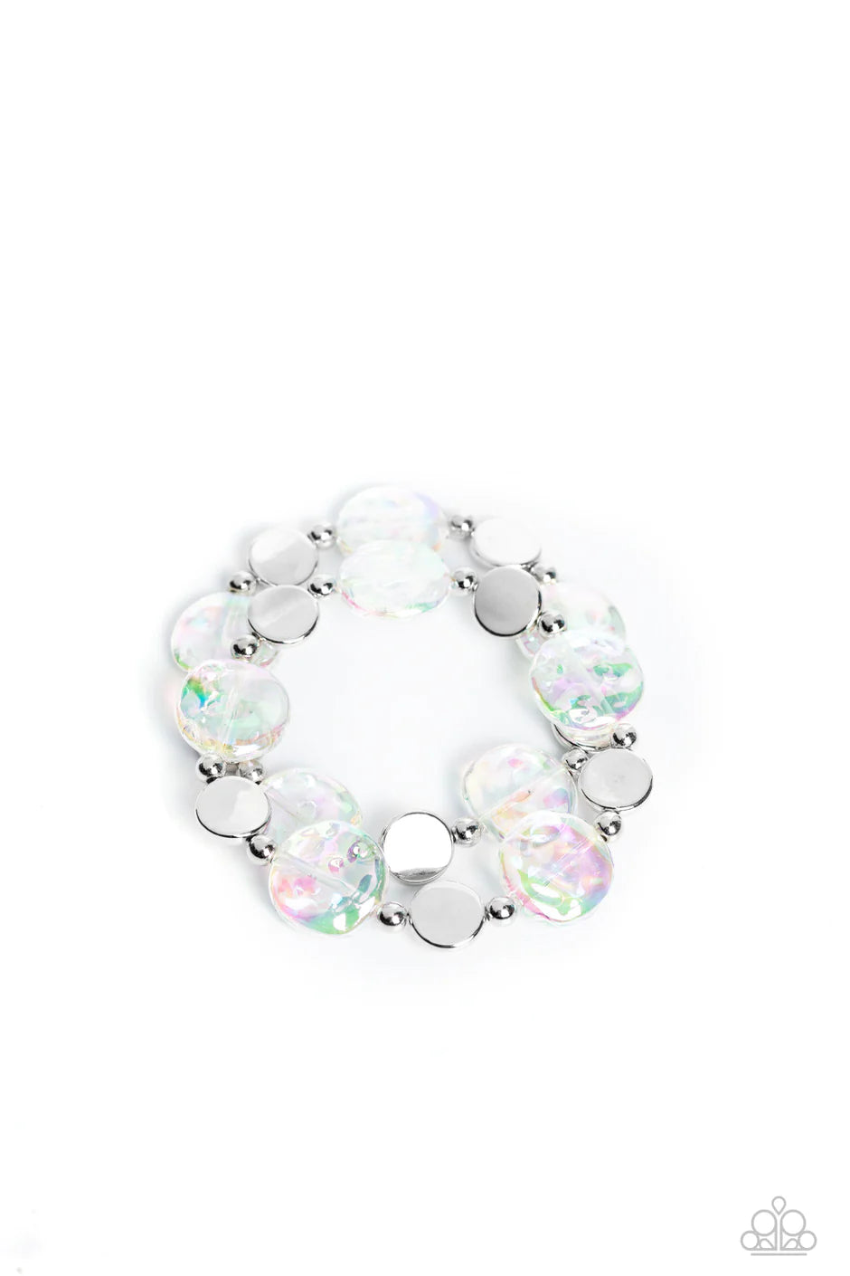 Discus Throw - White (Iridescent) Bracelet