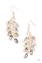 Load image into Gallery viewer, Ice Garden Gala - Gold (White Rhinestone) Earring freeshipping - JewLz4u Gemstone Gallery
