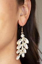 Load image into Gallery viewer, Ice Garden Gala - Gold (White Rhinestone) Earring freeshipping - JewLz4u Gemstone Gallery
