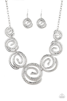 Statement Swirl Silver Necklace freeshipping - JewLz4u Gemstone Gallery