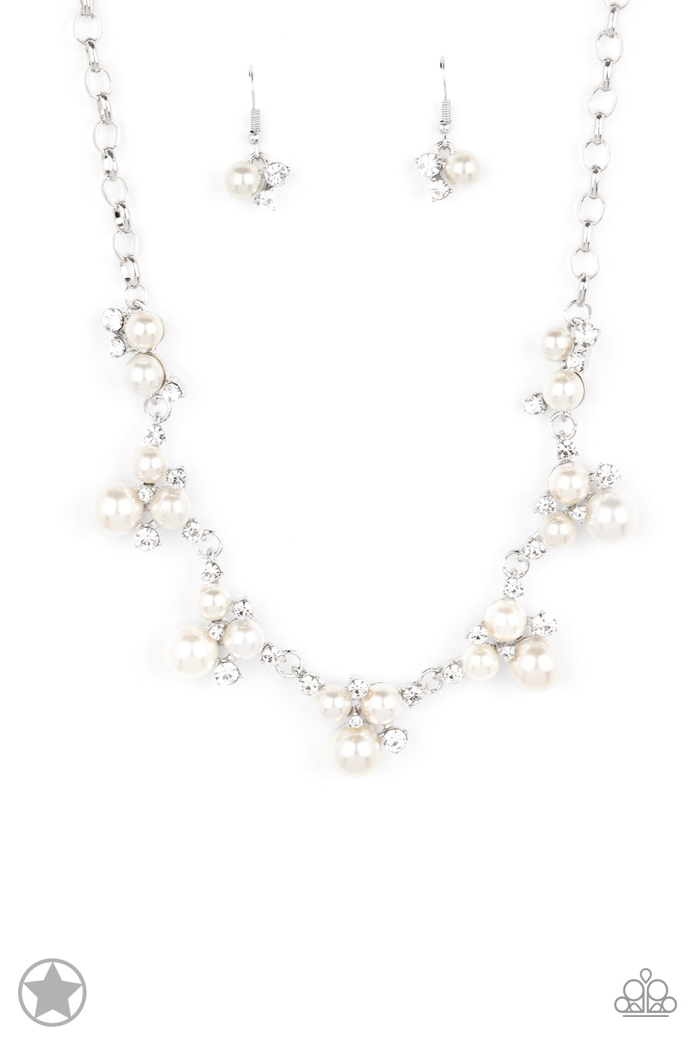 Toast To Perfection - White (Pearls/Rhinestones) Necklace freeshipping - JewLz4u Gemstone Gallery