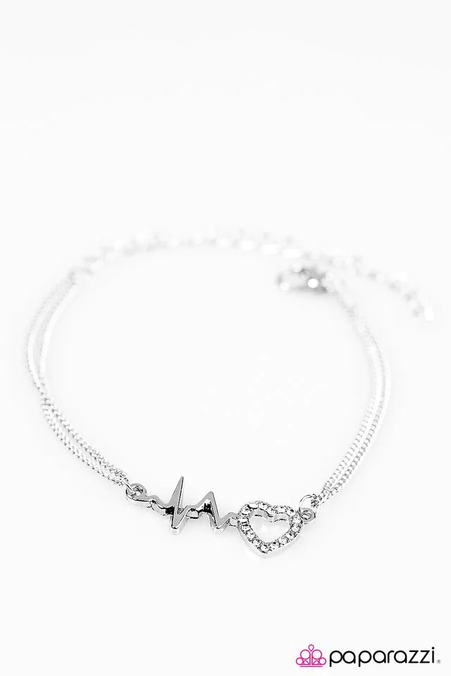 Skipping Beats - White (Heartbeat) Bracelet