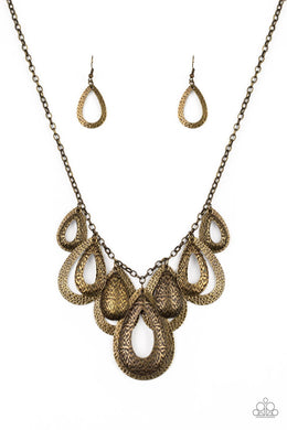 Teardrop Tempest Brass Necklace freeshipping - JewLz4u Gemstone Gallery