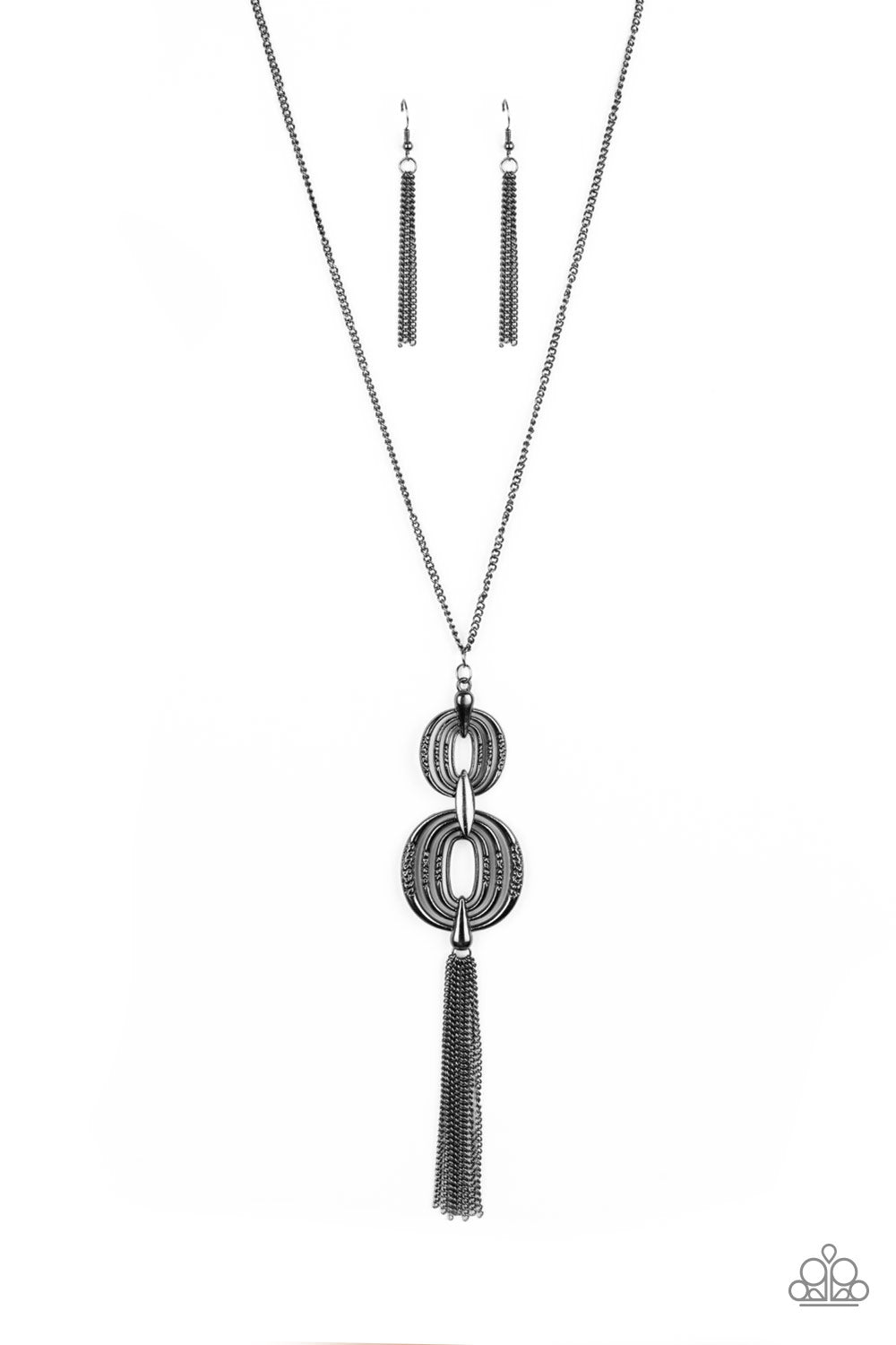 Timelessly Tasseled - Black Necklace freeshipping - JewLz4u Gemstone Gallery