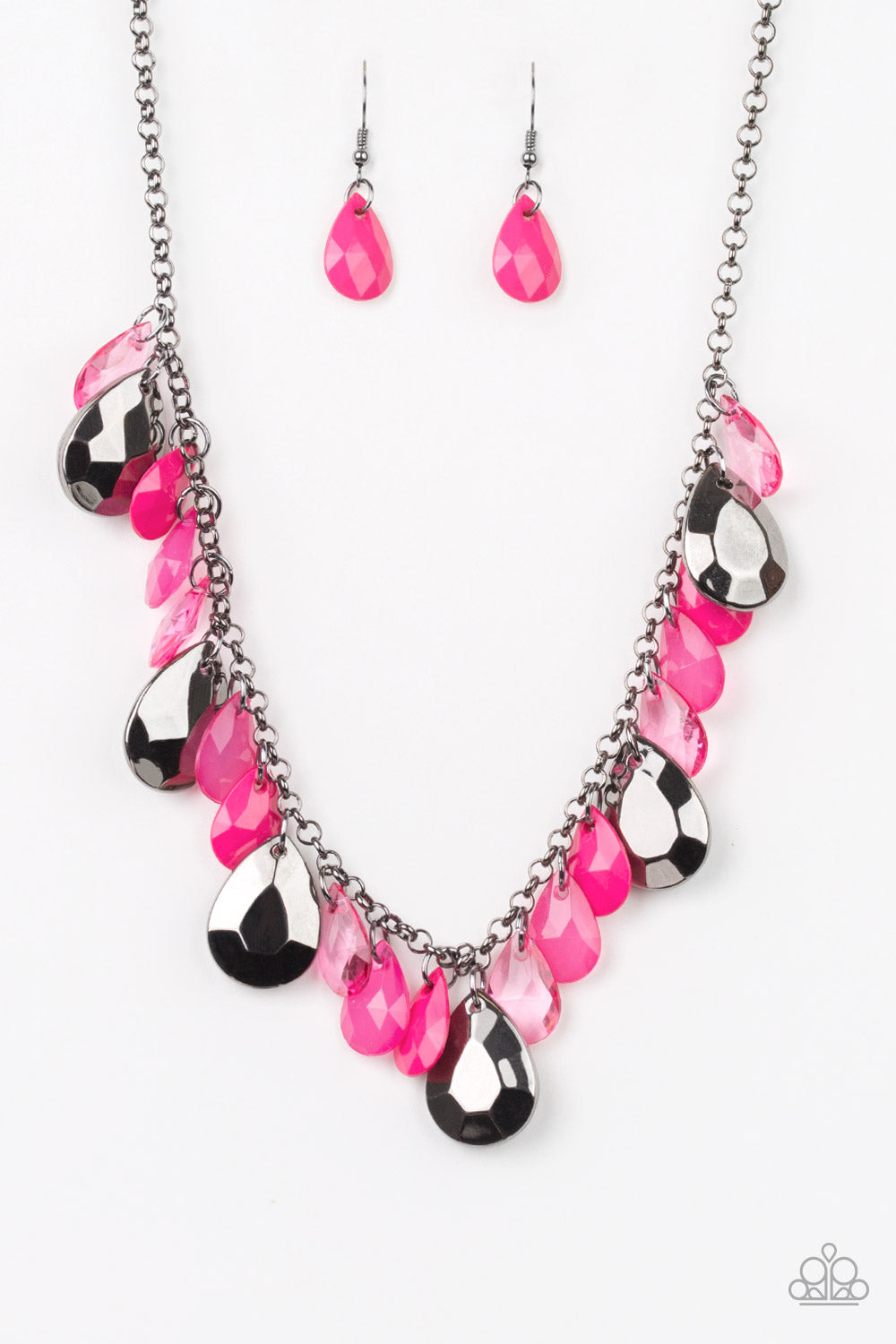 Hurricane Season Pink (Gunmetal) Necklace freeshipping - JewLz4u Gemstone Gallery