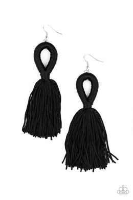 Tassels and Tiaras Black Earring freeshipping - JewLz4u Gemstone Gallery