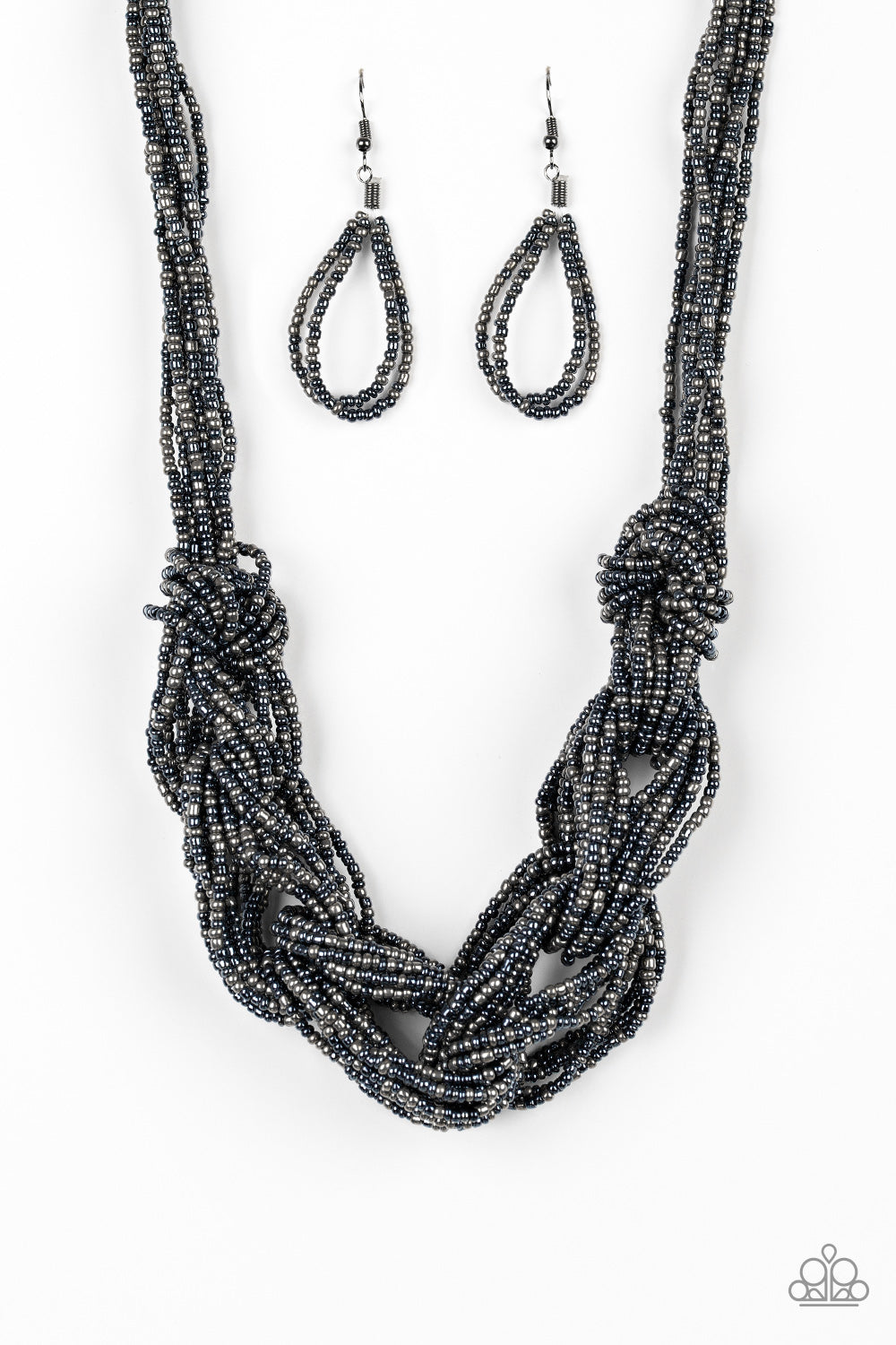 City Catwalk - Blue/Gunmetal  (Seed Bead) Necklace freeshipping - JewLz4u Gemstone Gallery