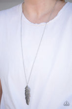 Load image into Gallery viewer, Sky Quest - White (Rhinestone) Silver Feather Necklace
