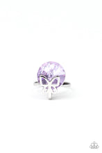 Load image into Gallery viewer, Starlet Shimmer Iridescent Crystal with Silver Butterfly Frame Ring freeshipping - JewLz4u Gemstone Gallery
