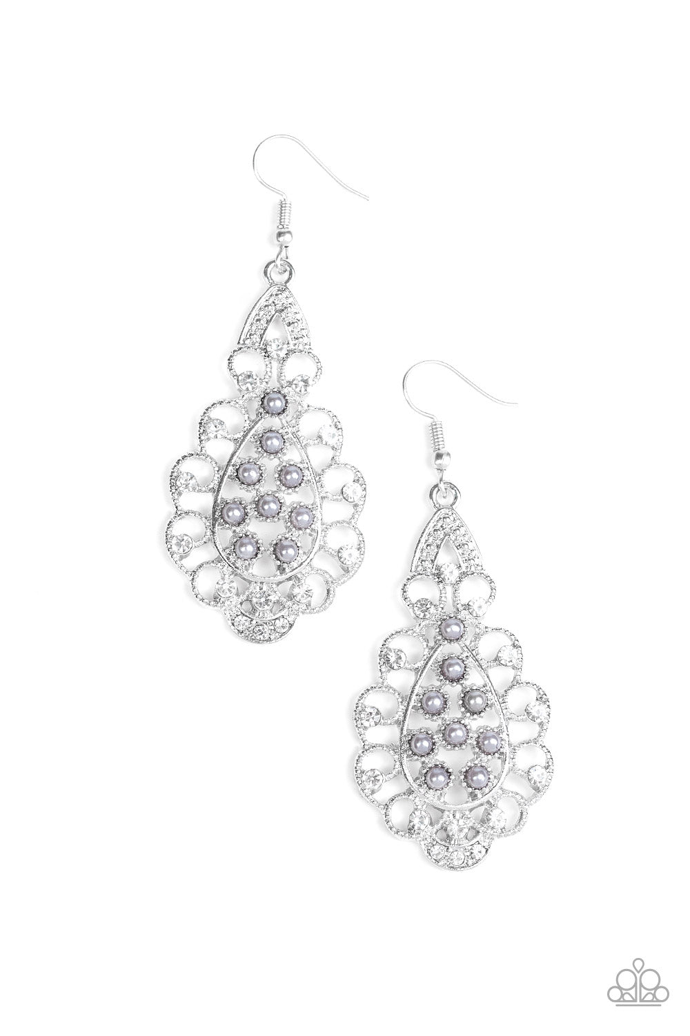 Sprinkle On The Sparkle - Silver (Gray Pearl and White Rhinestone) Earring freeshipping - JewLz4u Gemstone Gallery