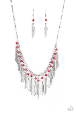 Feathered Ferocity - Red Necklace freeshipping - JewLz4u Gemstone Gallery