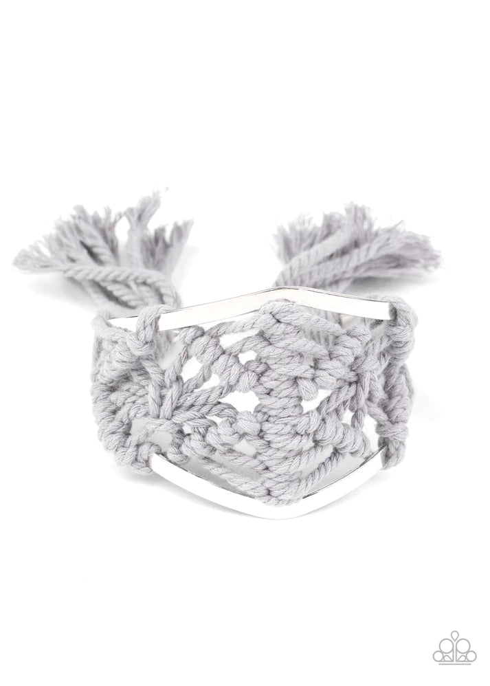 Macrame Mode - Silver (Gray Macrame')Bracelet