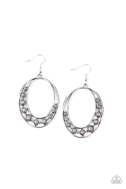 Crescent Cove Silver (Gray) Bead Earrings freeshipping - JewLz4u Gemstone Gallery