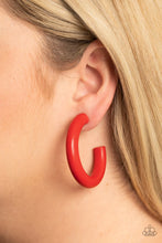 Load image into Gallery viewer, Woodsy Wonder - Red Hoop Earring
