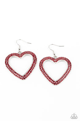 GLISTEN To Your Heart Red (Heart Rhinestone) Earring freeshipping - JewLz4u Gemstone Gallery