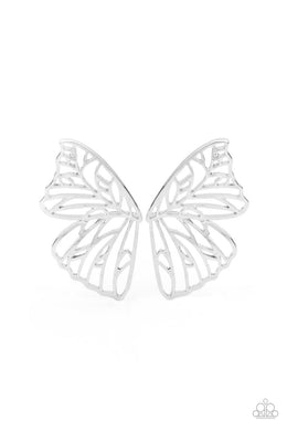 Butterfly Frills - Silver Post Earring freeshipping - JewLz4u Gemstone Gallery