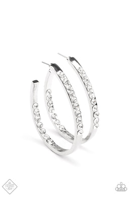 Borderline Brilliance - White Rhinestone Hoop Earring freeshipping - JewLz4u Gemstone Gallery