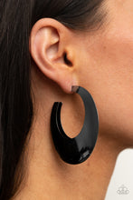 Load image into Gallery viewer, Going OVAL-board - Black (Gunmetal) Hoop Earring
