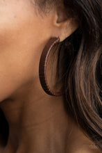 Load image into Gallery viewer, Leather-Clad Legend - Brown Hoop Earring freeshipping - JewLz4u Gemstone Gallery
