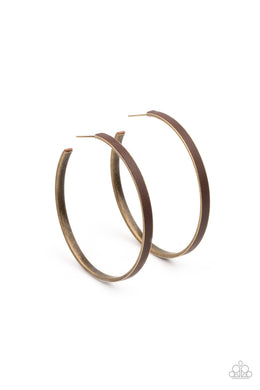 Fearless Flavor - Brass (Brown Leather) Hoop Earring freeshipping - JewLz4u Gemstone Gallery