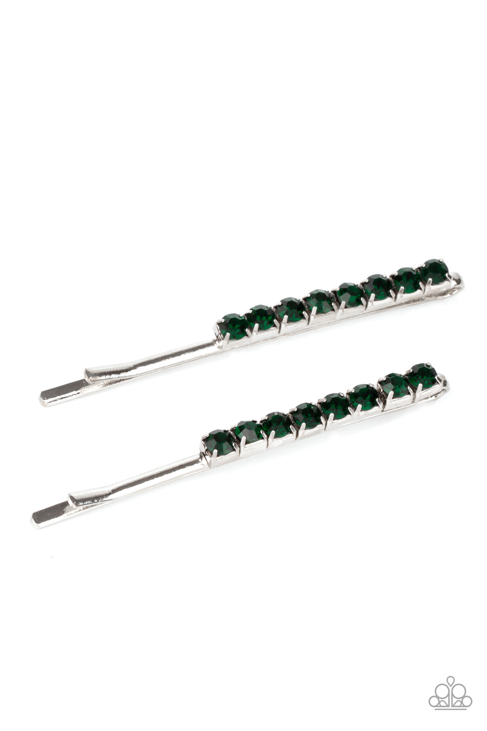Satisfactory Sparkle - Green (Rhinestone) Bobby/Hair  Pins