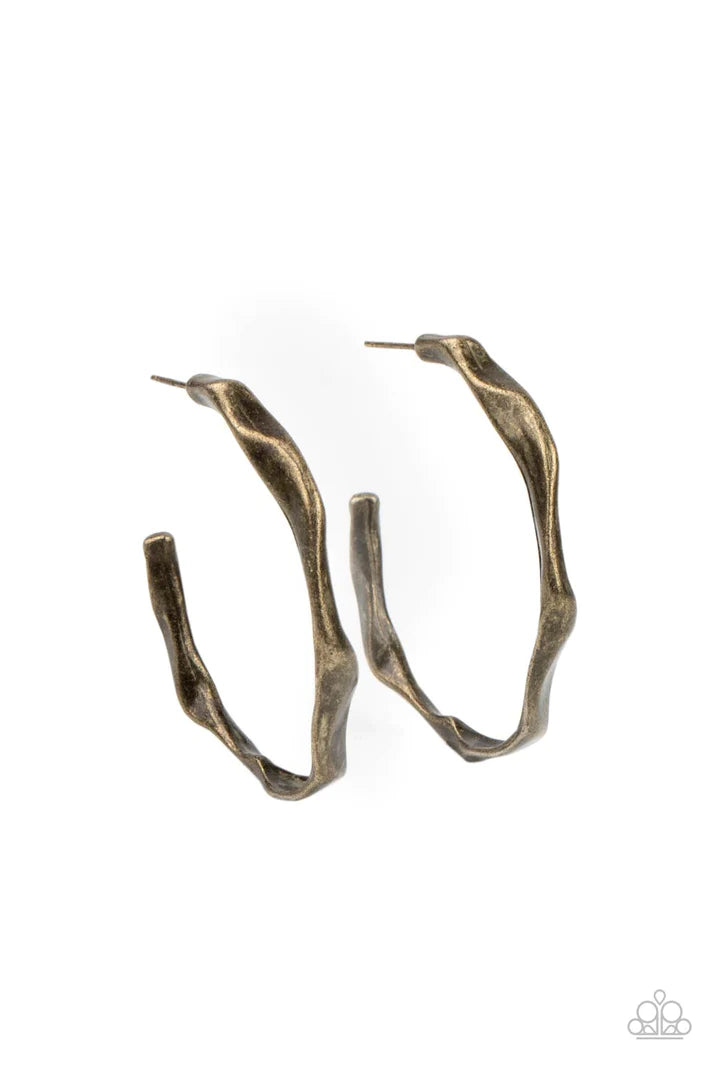 Coveted Curves - Brass Earring