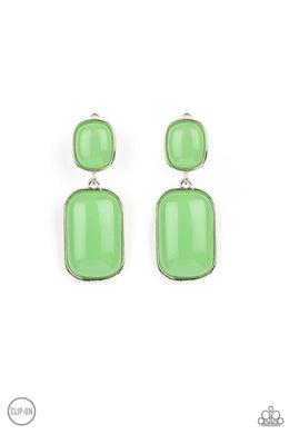 Meet Me At The Plaza - Green Clip-On Earring freeshipping - JewLz4u Gemstone Gallery