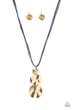 Load image into Gallery viewer, Circulating Shimmer - Blue Cord/ Gold Discs Necklace freeshipping - JewLz4u Gemstone Gallery
