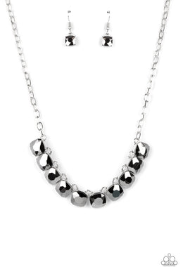 Radiance Squared - Silver (Hematite) Necklace freeshipping - JewLz4u Gemstone Gallery