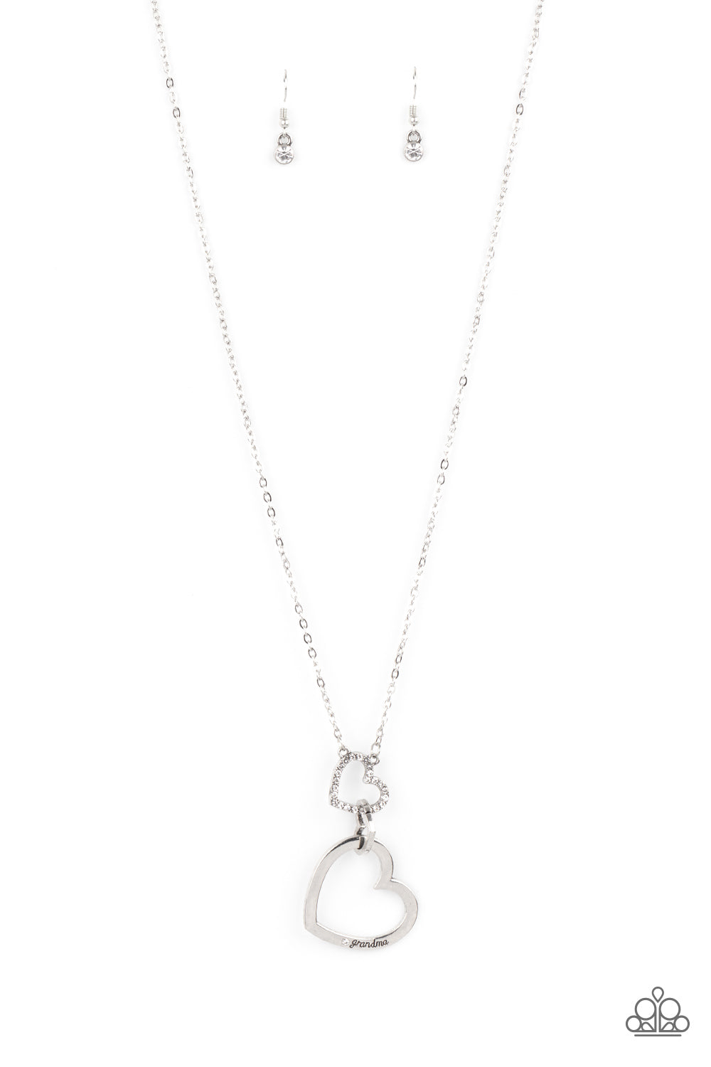 Grandma Glow - White (Rhinestone) Heart Necklace