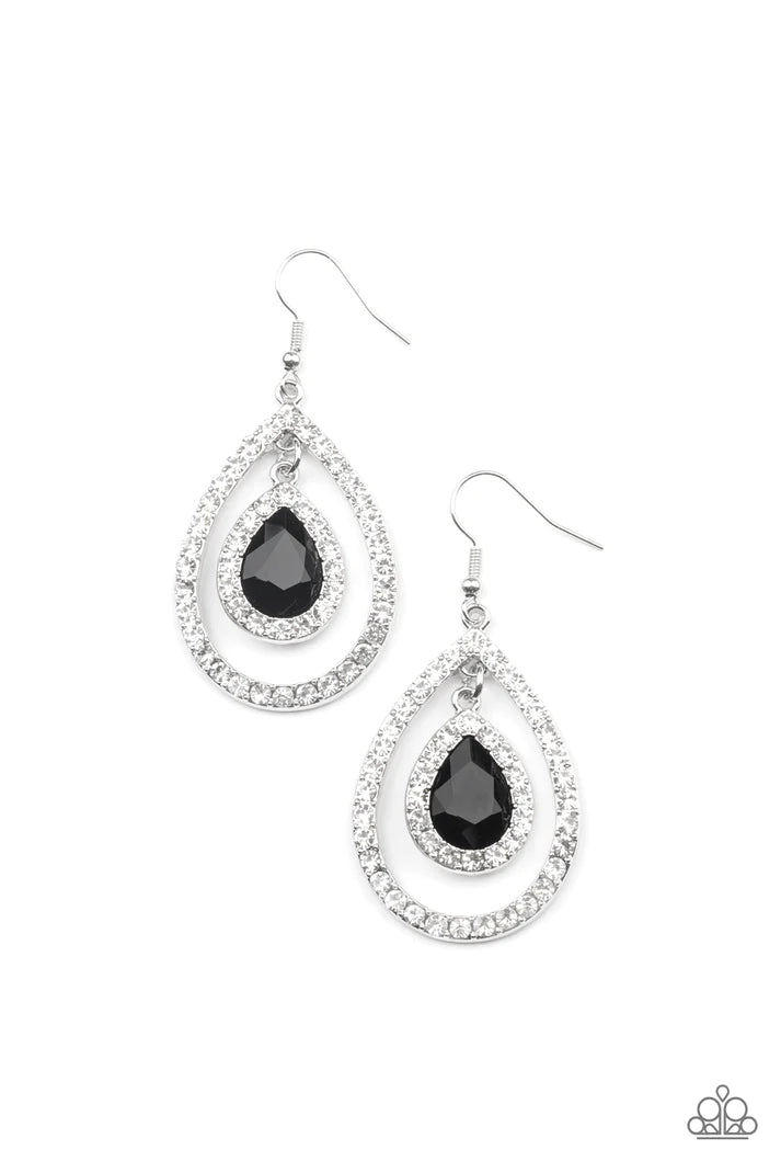 Blushing Bride - Black (Teardrop Gem) Earring