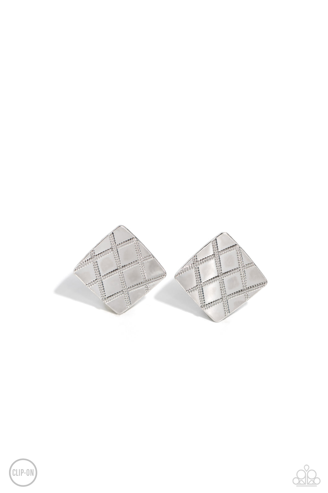 PLAID and Simple - Silver (Clip-On) Earrings