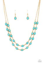 Load image into Gallery viewer, Sahara Safari - Blue (Turquoise) Gold Necklace freeshipping - JewLz4u Gemstone Gallery
