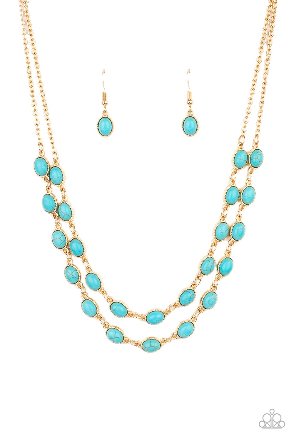 Sahara Safari - Blue (Turquoise) Gold Necklace freeshipping - JewLz4u Gemstone Gallery