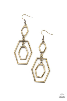 Geometric Maven - Brass Earring freeshipping - JewLz4u Gemstone Gallery