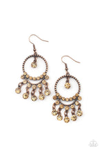 Load image into Gallery viewer, Cosmic Chandeliers - Copper (Topaz Rhinestone) Earring
