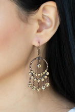 Load image into Gallery viewer, Cosmic Chandeliers - Copper (Topaz Rhinestone) Earring
