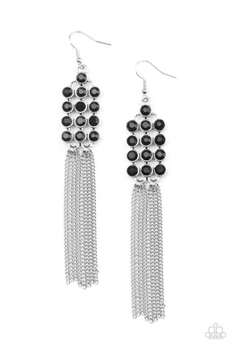 Tasteful Tassel - Black (Rhinestones) Earring freeshipping - JewLz4u Gemstone Gallery