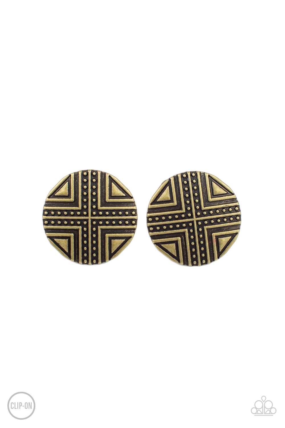 Shielded Shimmer - Brass Clip-On Earring freeshipping - JewLz4u Gemstone Gallery
