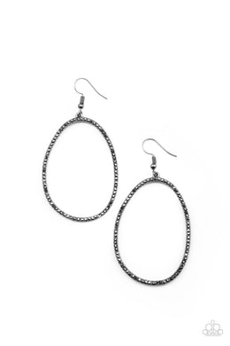 OVAL-ruled! - Black (Gunmetal) Earring freeshipping - JewLz4u Gemstone Gallery