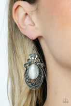 Load image into Gallery viewer, Garden Gondola Ride - White (Cat&#39;s Eye Stone) Earring
