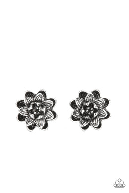 Water Lily Love - Silver Post Earring freeshipping - JewLz4u Gemstone Gallery