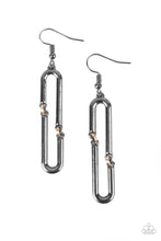 Load image into Gallery viewer, Linked and Synced - Black (Gunmetal/Gold Rings) Earring
